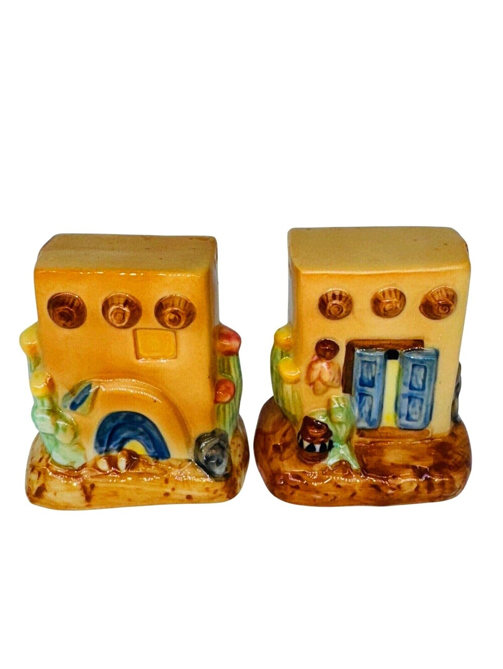 Salt And Pepper Shakers Southwestern Vintage Adobe Pueblo House Santa Fe Aztec N